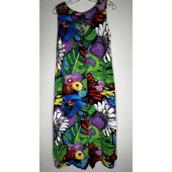 Jams World Dress Womens S Button Front Multicolor Floral Flower Vibes Rayon USA - Picture 1 of 13